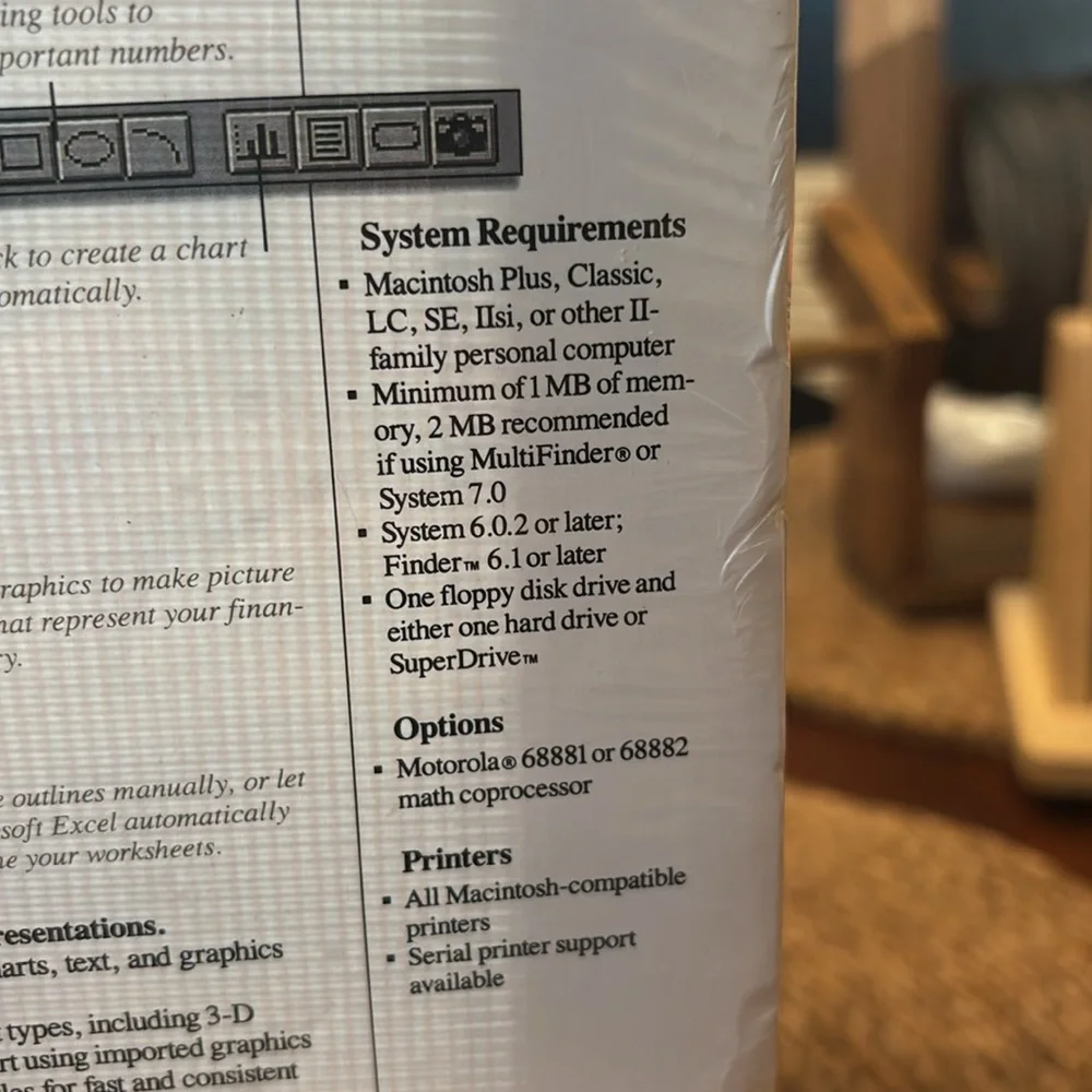 Vintage Microsoft Excel for Mac system 7.0